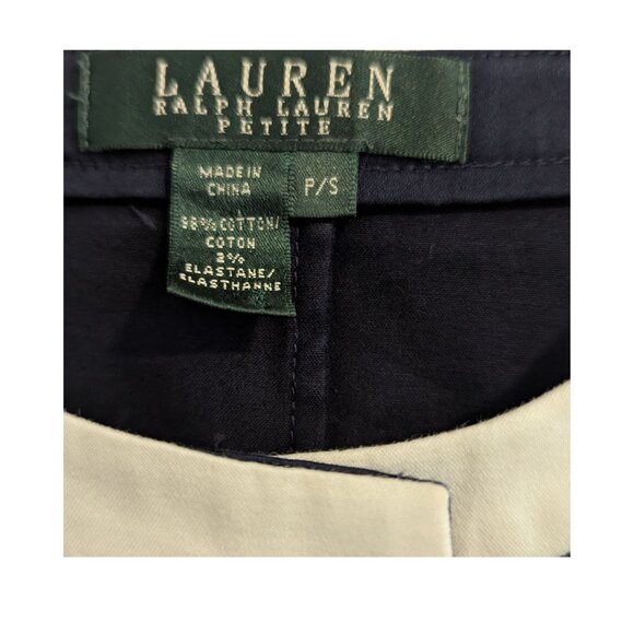 Lauren Ralph Lauren Petite Navy Cropped Jacket with Ivory Trim P/S - Picture 4 of 5